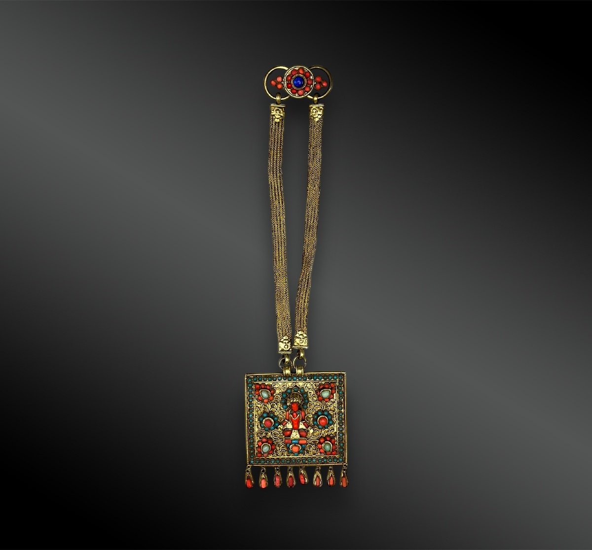 Animated Vishnu Pendant Amulet - Tibet - 19th Century 