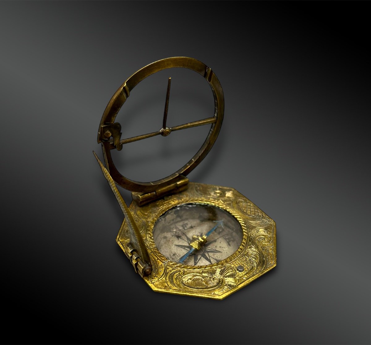 Signed Portable Equinoctial Sundial - Augsburg, Germany - Mid 18th Century 