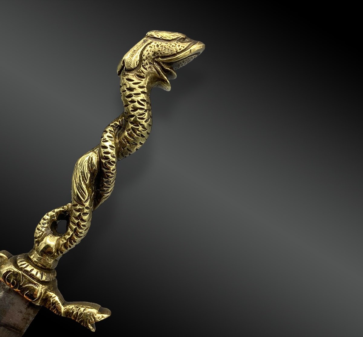 Romantic Dagger With Sheath Representing A Sea Serpent France 19th Century-photo-3