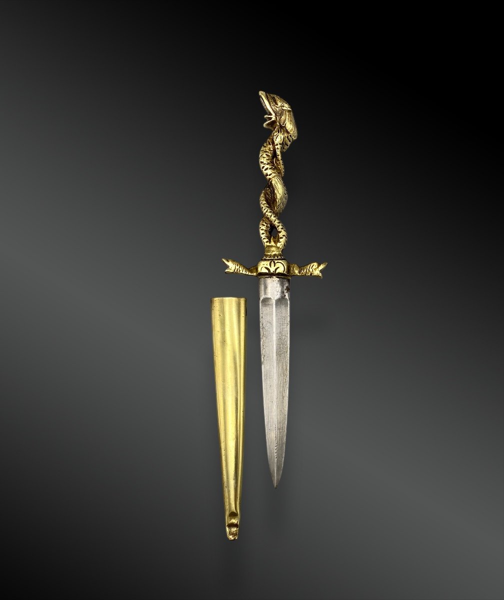 Romantic Dagger With Sheath Representing A Sea Serpent France 19th Century