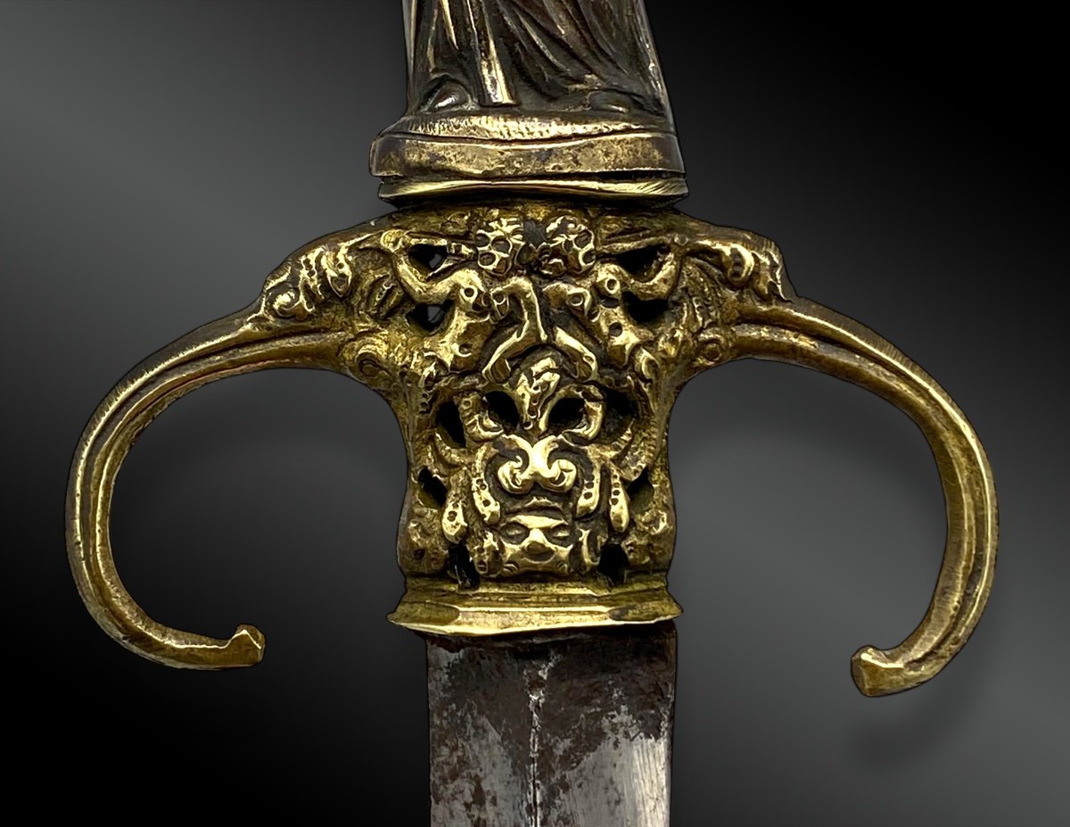 Romantic Dagger, Handle Representing A Young Woman Standing France 18th Century-photo-3