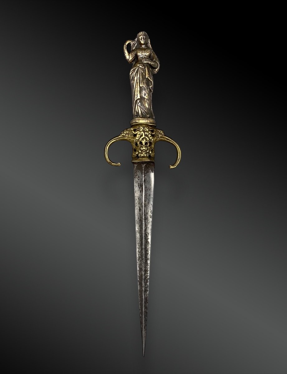 Romantic Dagger, Handle Representing A Young Woman Standing France 18th Century