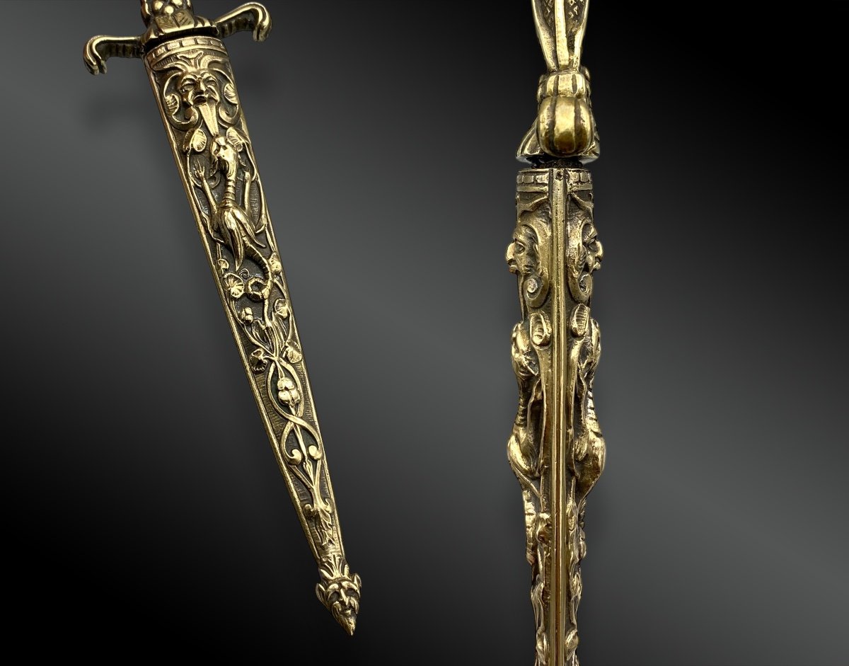 Romantic Three-figure Dagger 19th Century European Work -photo-3