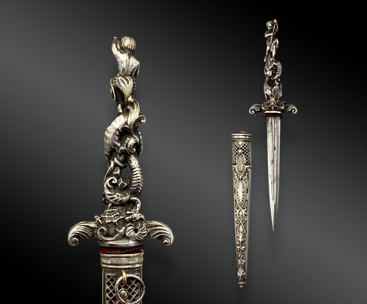 Romantic Dagger Depicting Saint Michael Slaying The Dragon 19th Century European Work -photo-2