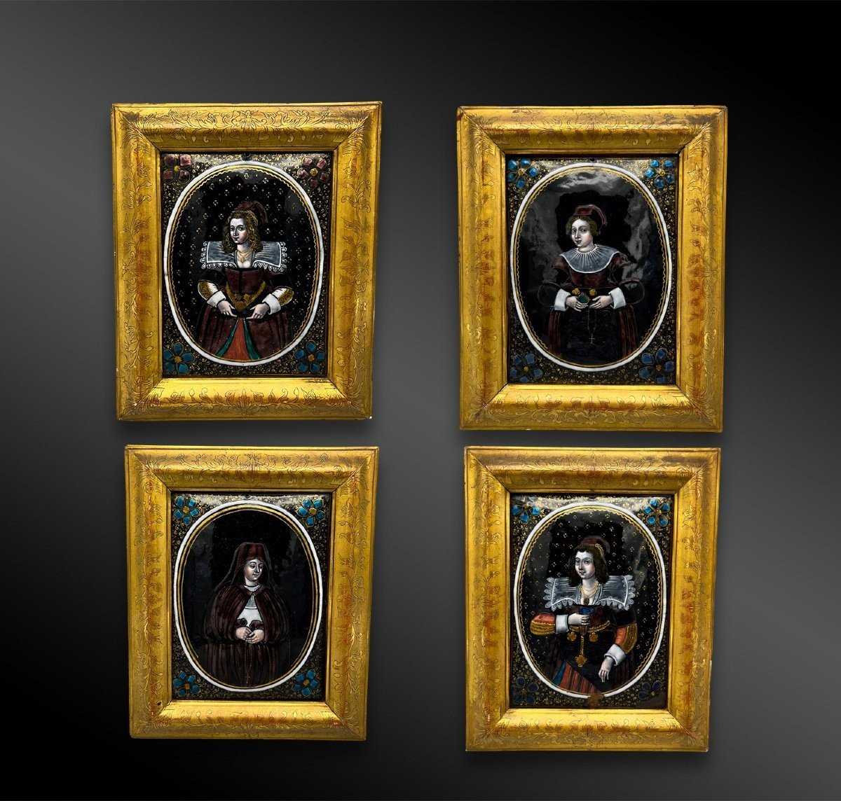 Four Plates Depicting Four Portraits Of Women - Workshop Of Leonardo II Limosin - France-photo-6