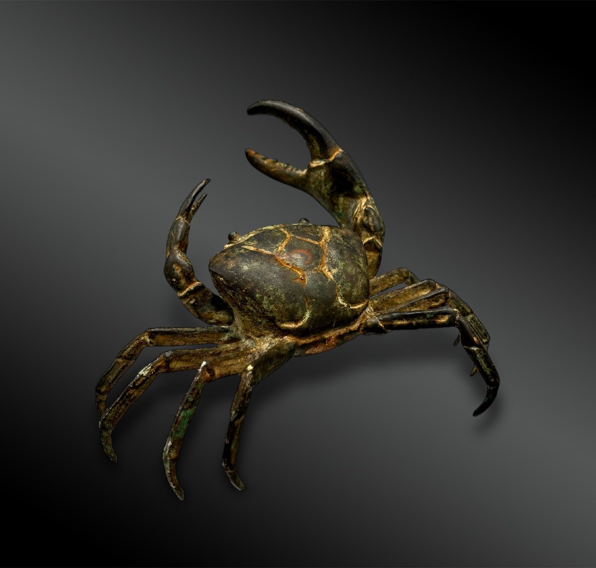 Bronze Crab With Green Patina - 20th Century European Work -photo-2