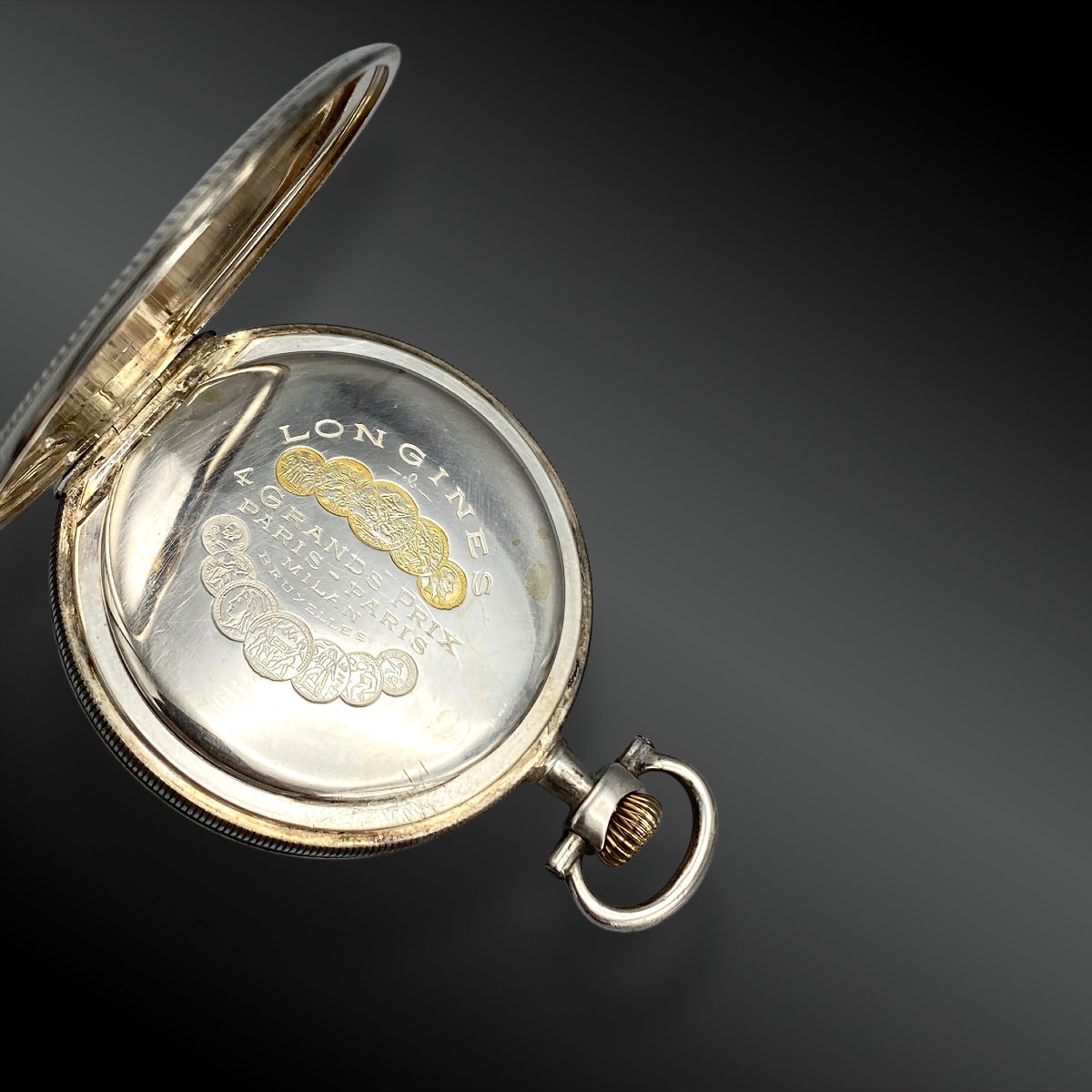 Longines Silver Pocket Watch. 20th Century Grand Prix Medalist-photo-2