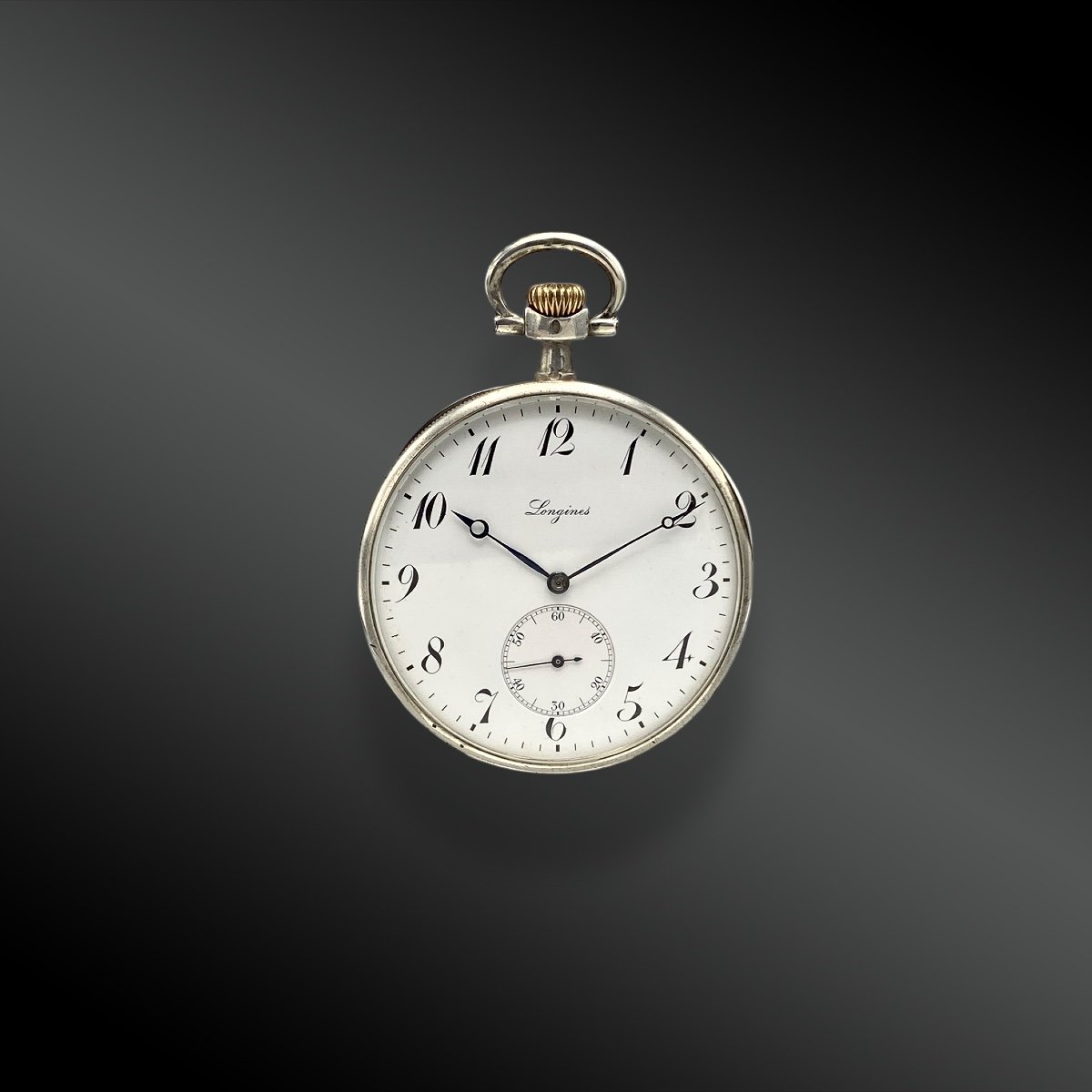 Longines Silver Pocket Watch. 20th Century Grand Prix Medalist