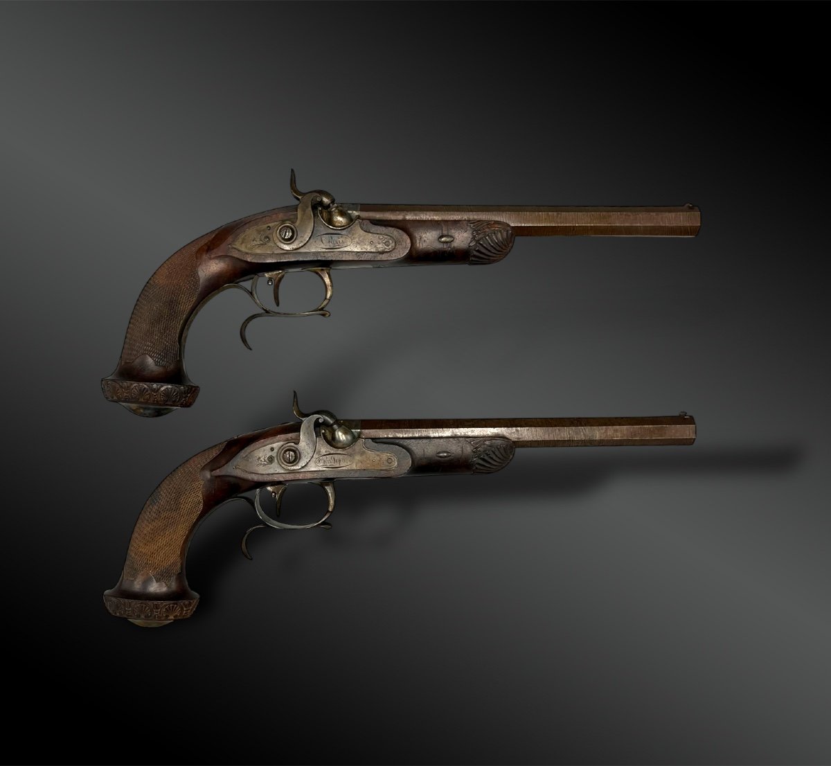 Box Containing A Pair Of Pistols Finished By Le Page In Paris - France - 19th Century.-photo-2