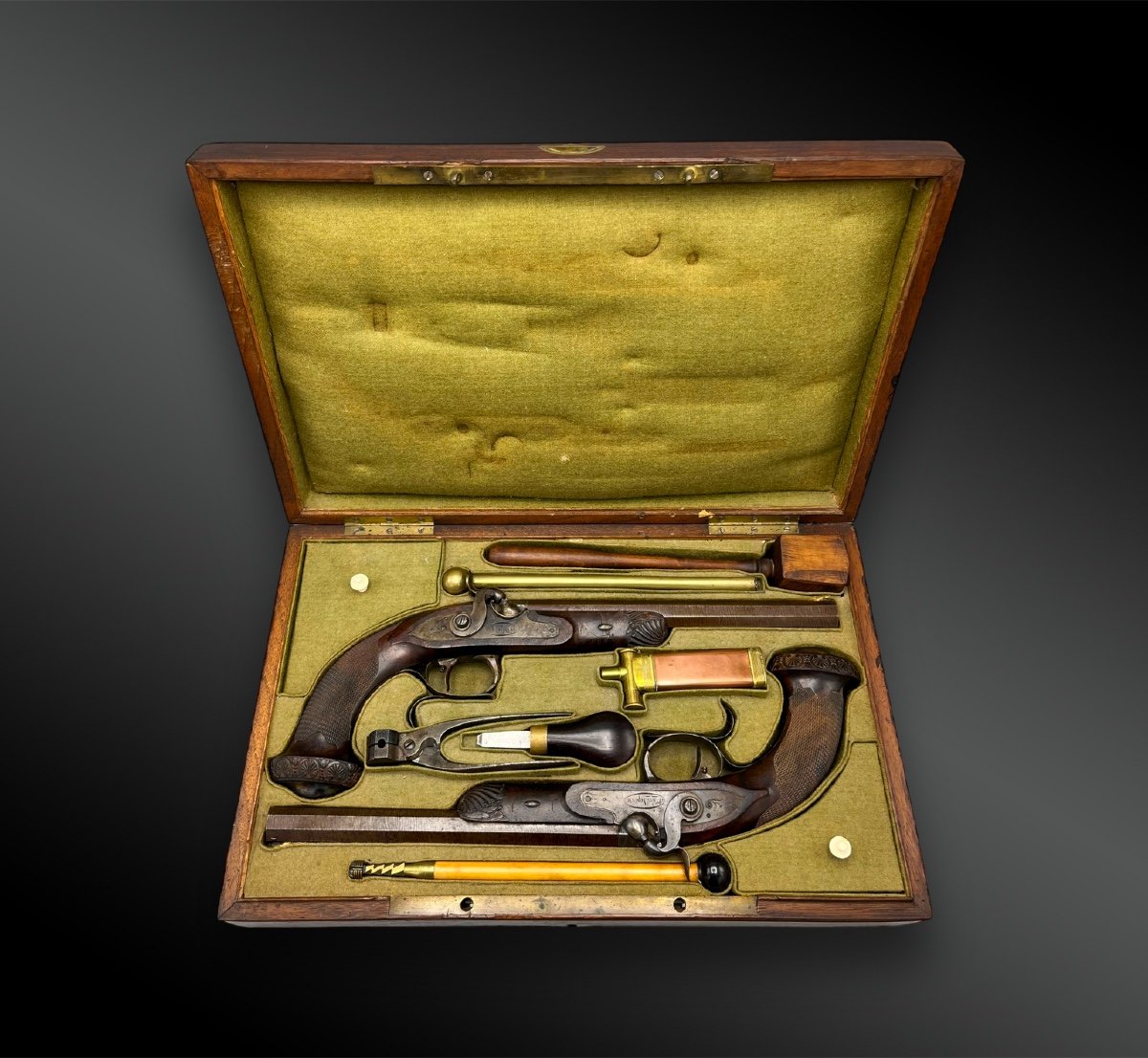 Box Containing A Pair Of Pistols Finished By Le Page In Paris - France - 19th Century.