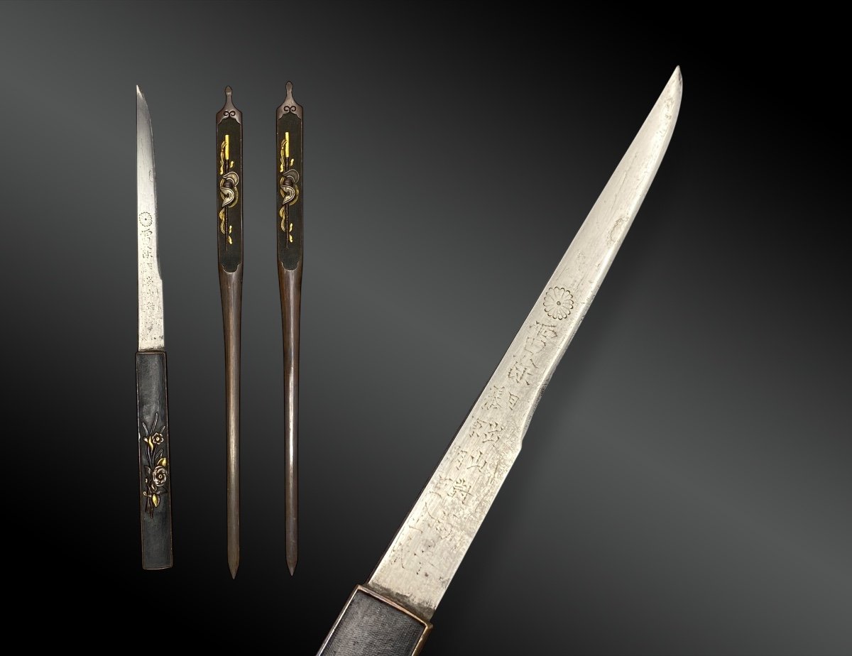 Daisho : Katana Et Wakisashi Signés, Avec Koshirae Soriomono Japon, Période Edo (1603-1868)-photo-5