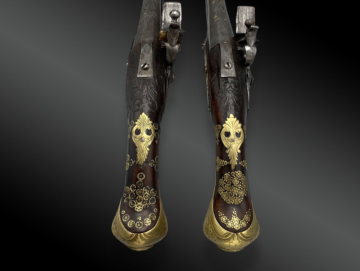 Pair Of Flintlock Pistols For The Oriental Market, European Work, 19th Century -photo-2