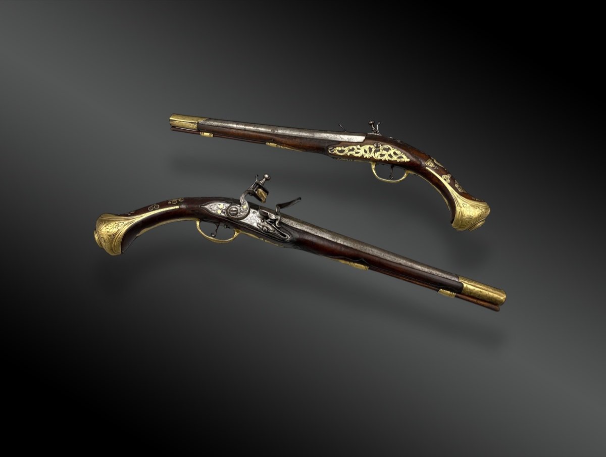 Pair Of Flintlock Pistols For The Oriental Market, European Work, 19th Century 