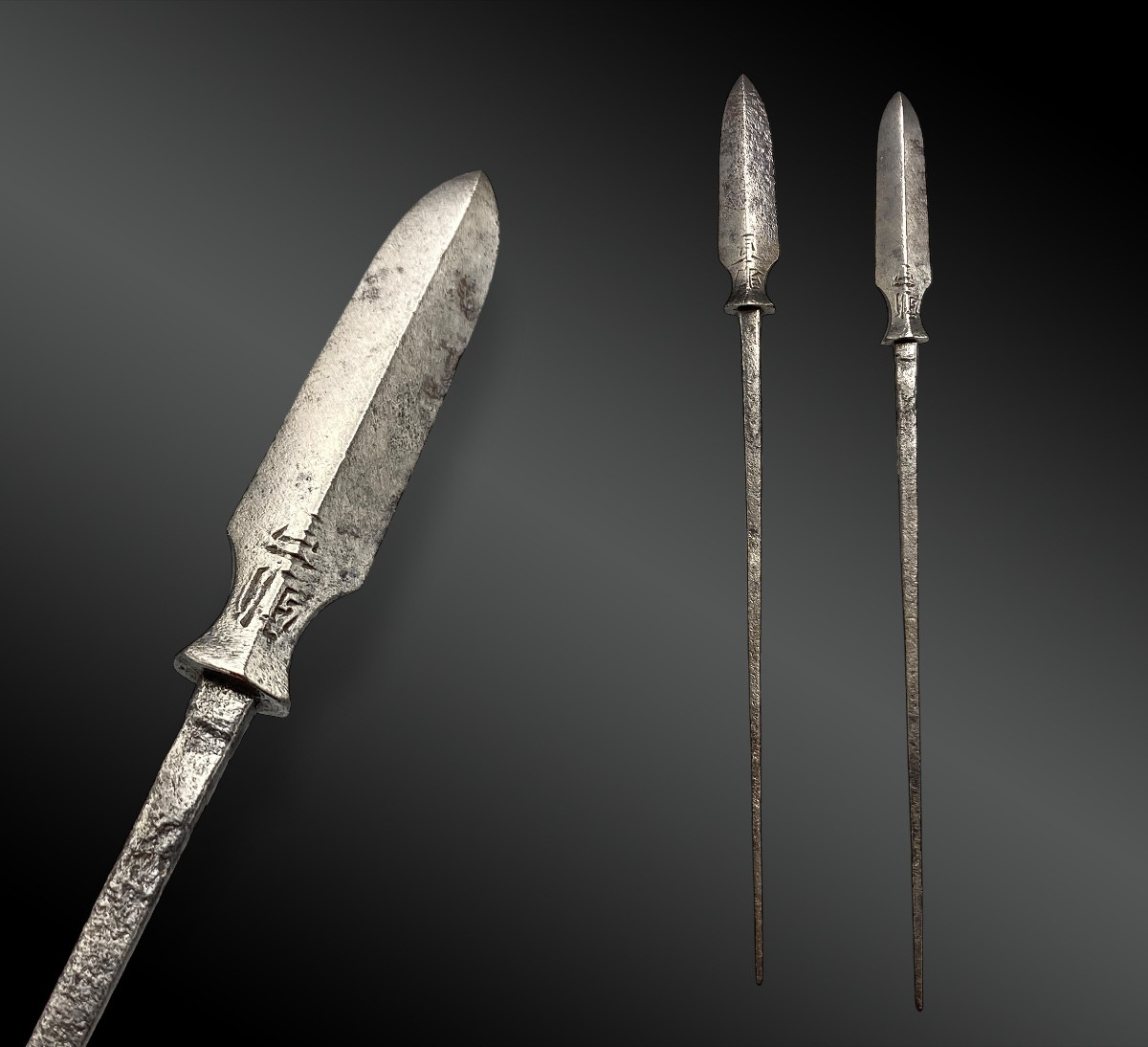 Pair Of Japanese Arrowheads, Togari-ya "bamboo Leaf". Signed. Edo Period