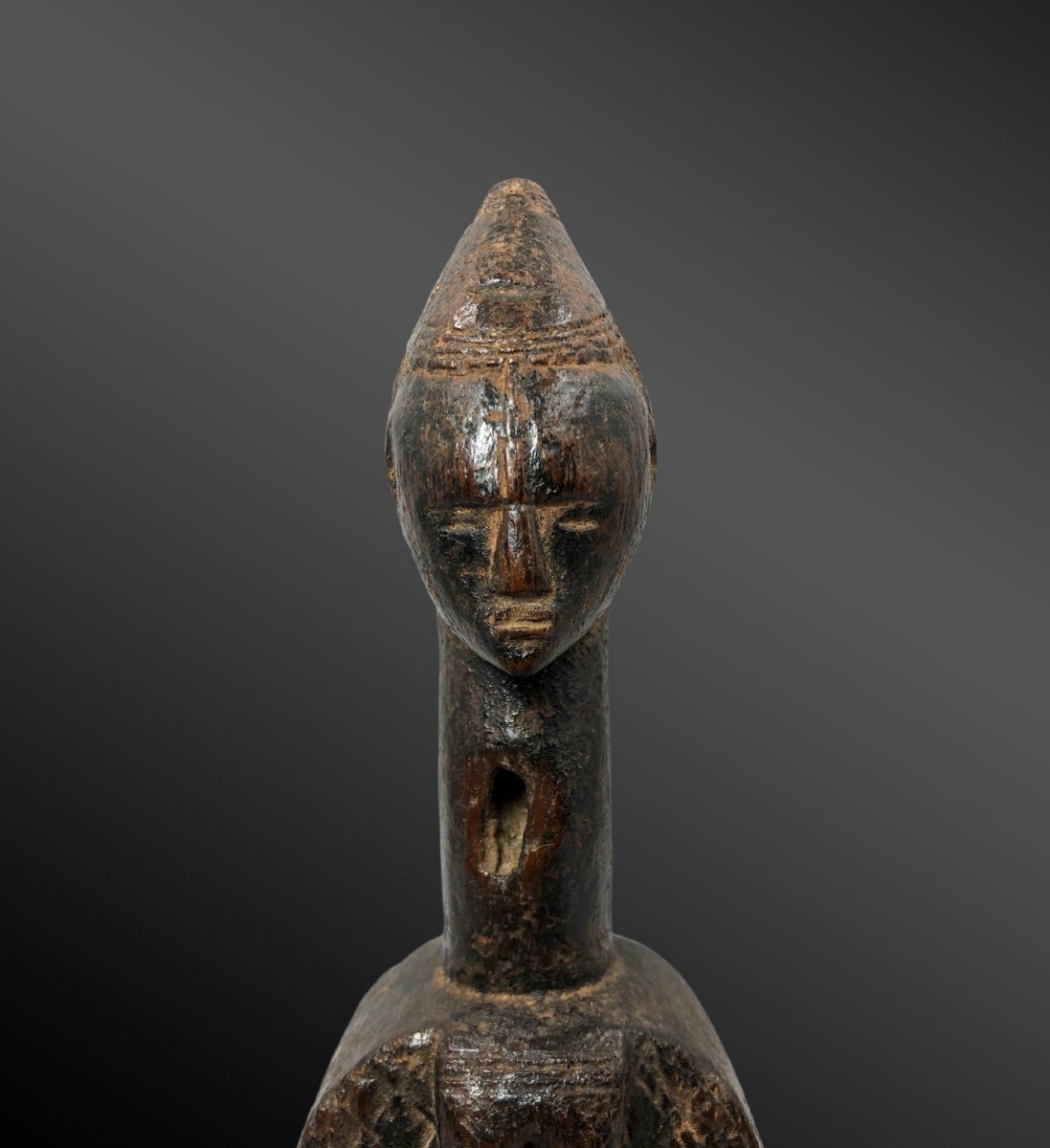 Anthropomorphic Face Pulley Caliper Gouro Culture, Ivory Coast First Half Of The 20th Century-photo-2