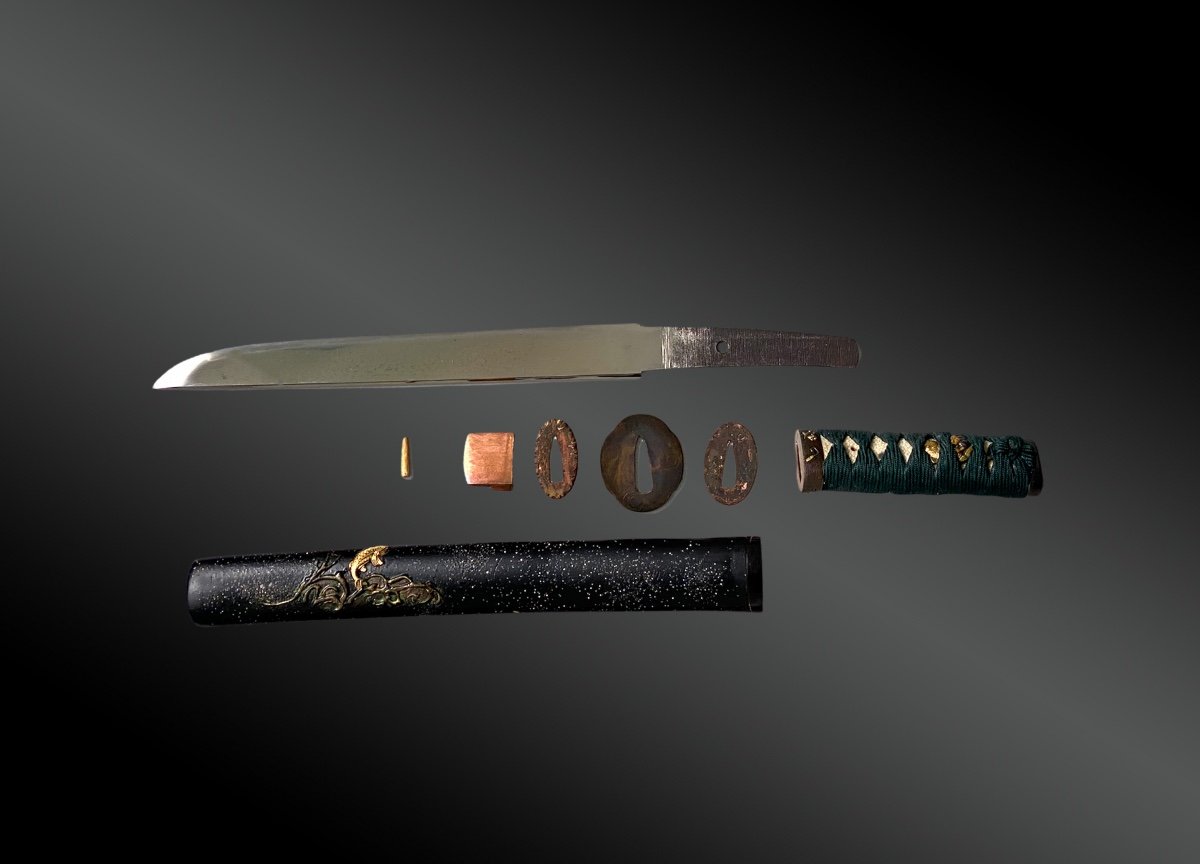 Tanto Japan, Kotō Period (12th-14th Century) Steel, Copper, Gold, Cotton-photo-2