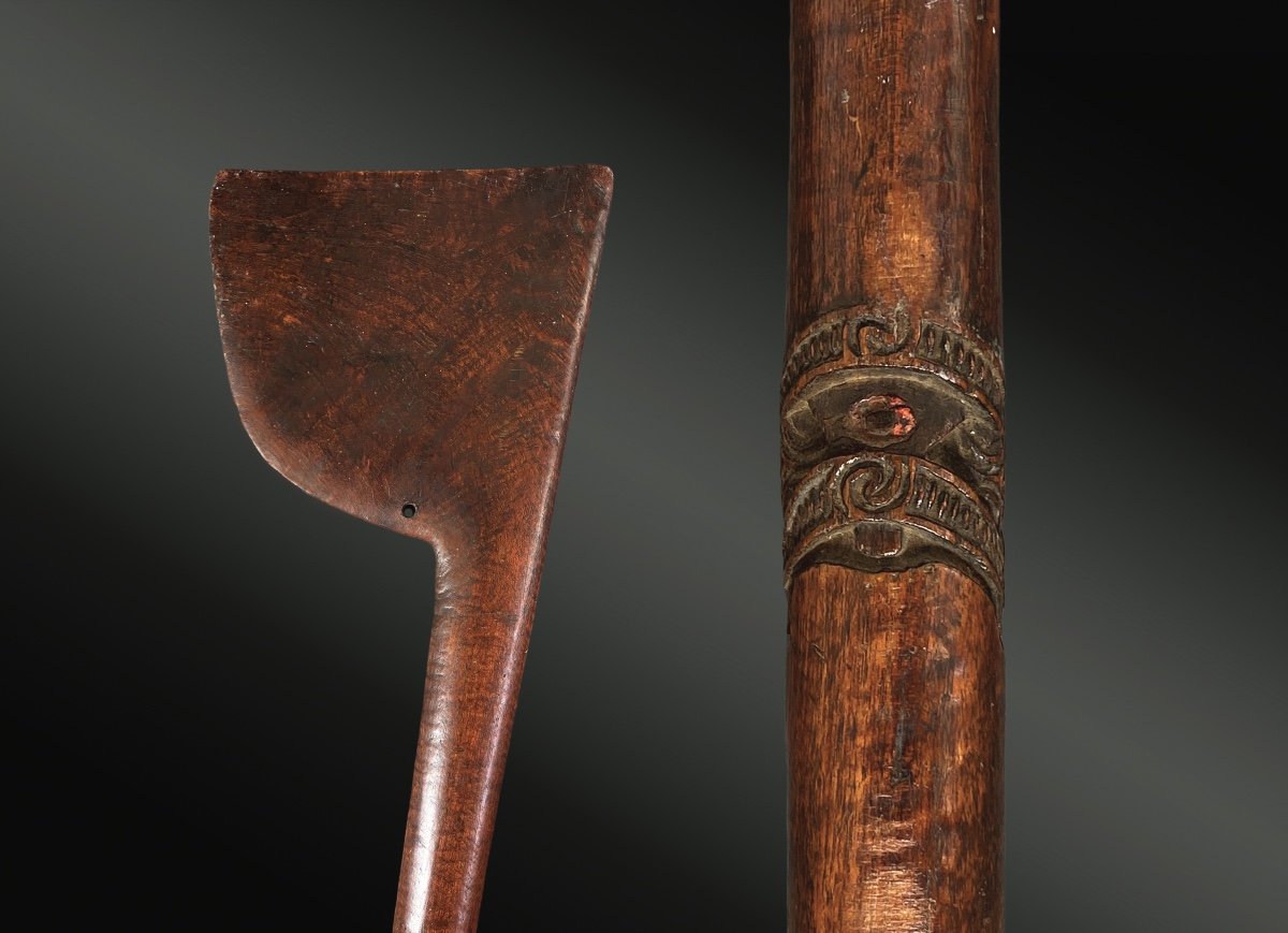 BÂTON de COMBAT appelé Tewhatewha Culture maorie, Nouvelle Zélande, Polynésie XIXème siècle