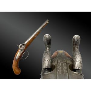 Double Percussion Pistol, Signed Peyret In Lyon - France - 19th Century