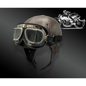 Bayard Motorcycle Driver Leather Helmet With Goggles Circa 1930