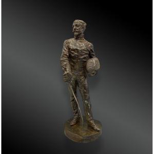 Fencer; Bronze Sculpture Signed Ch. Lebourg. France 1891