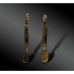 Pair Of Spoons - Senufo Culture, Ivory Coast