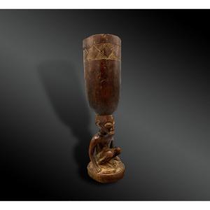 Coupe cariatide - Culture Chokwé, Angola - Première Moitié Du XXème Siècle 