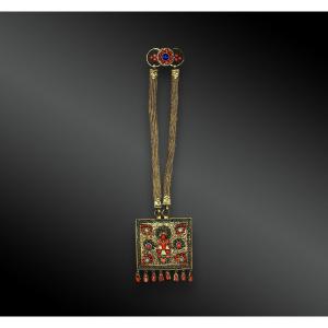 Amulette Pendentif Animée De Vishnou - Tibet - XIXème Siècle 