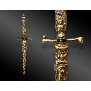 Romantic Dagger With Symbols Of Death 19th Century European Work 