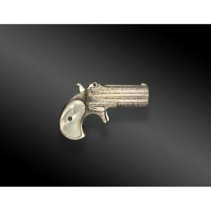 Remington Over And Under Pistol Factory Engraved, Nickel Plated, Mother-of-pearl Grips, Usa 19th Century 