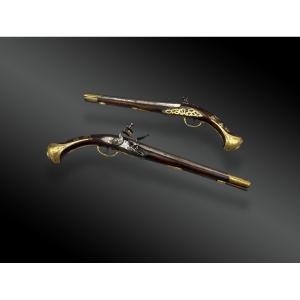 Pair Of Flintlock Pistols For The Oriental Market, European Work, 19th Century 