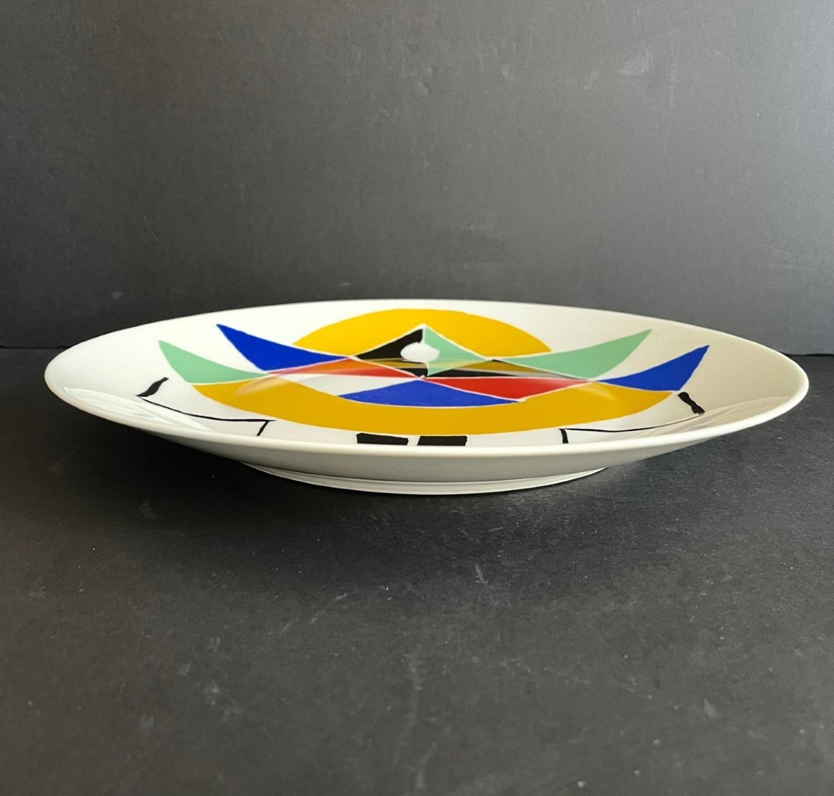 "carnival" Limoges Porcelain Dish By Sonia Delaunay Edition Artcurial-photo-4