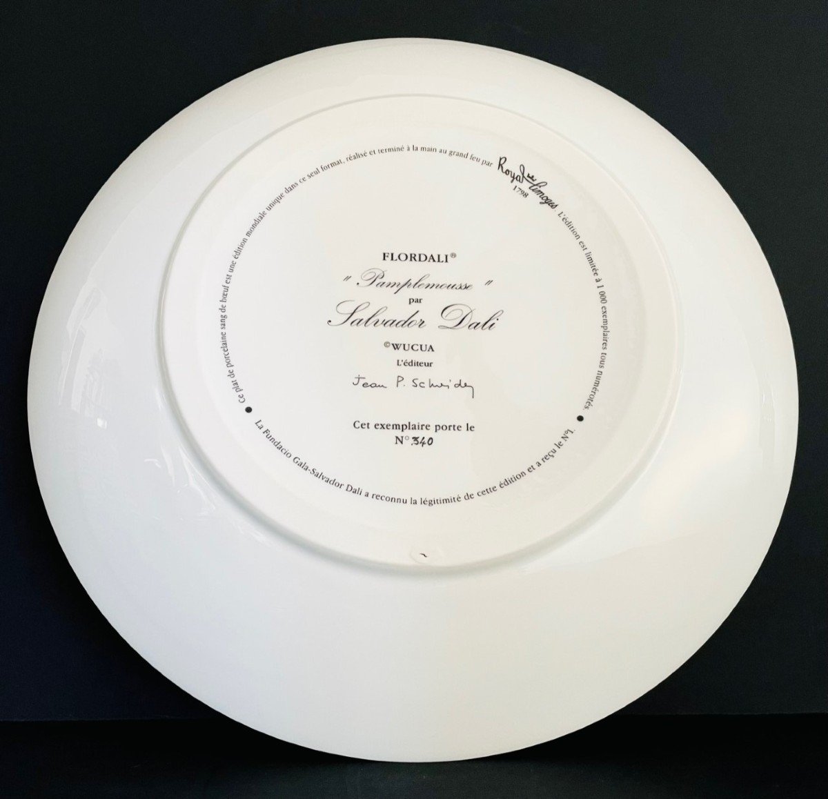Grand plat en porcelaine de Limoges "Pamplemousse érotique" par Salvador Dali-photo-2