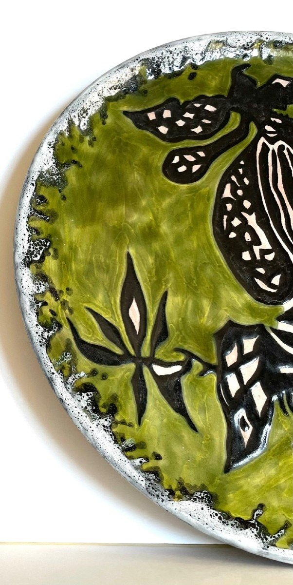 Large Ceramic Dish By Jean Lurçat In Sant Vicens Pottery-photo-3