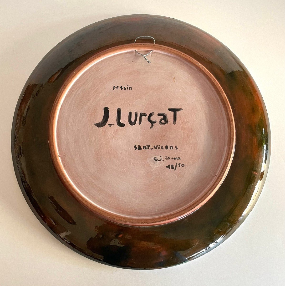 Large Ceramic Dish By Jean Lurçat In Sant Vicens Pottery-photo-2