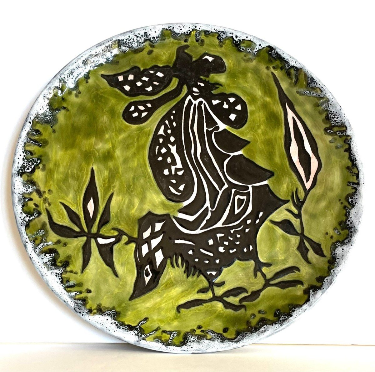 Large Ceramic Dish By Jean Lurçat In Sant Vicens Pottery