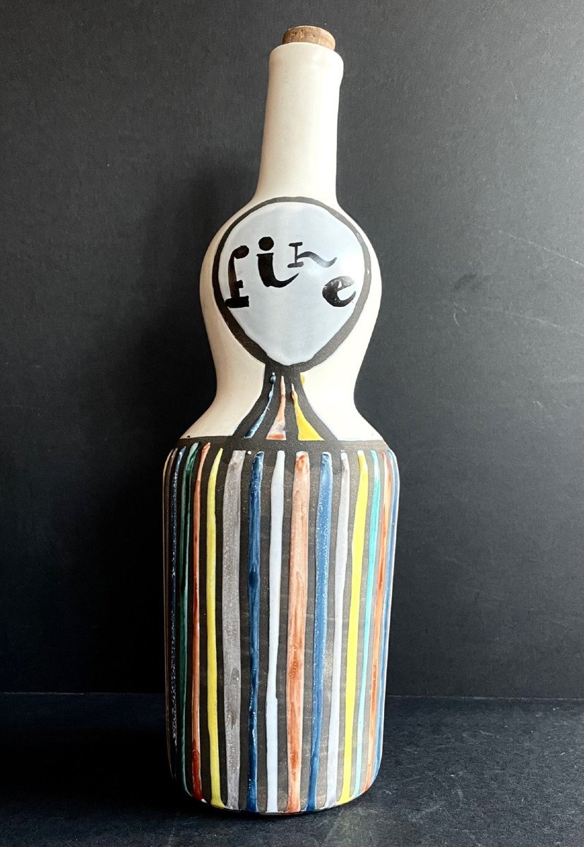 “fine” Earthenware Bottle Roger Capron Vallauris-photo-3