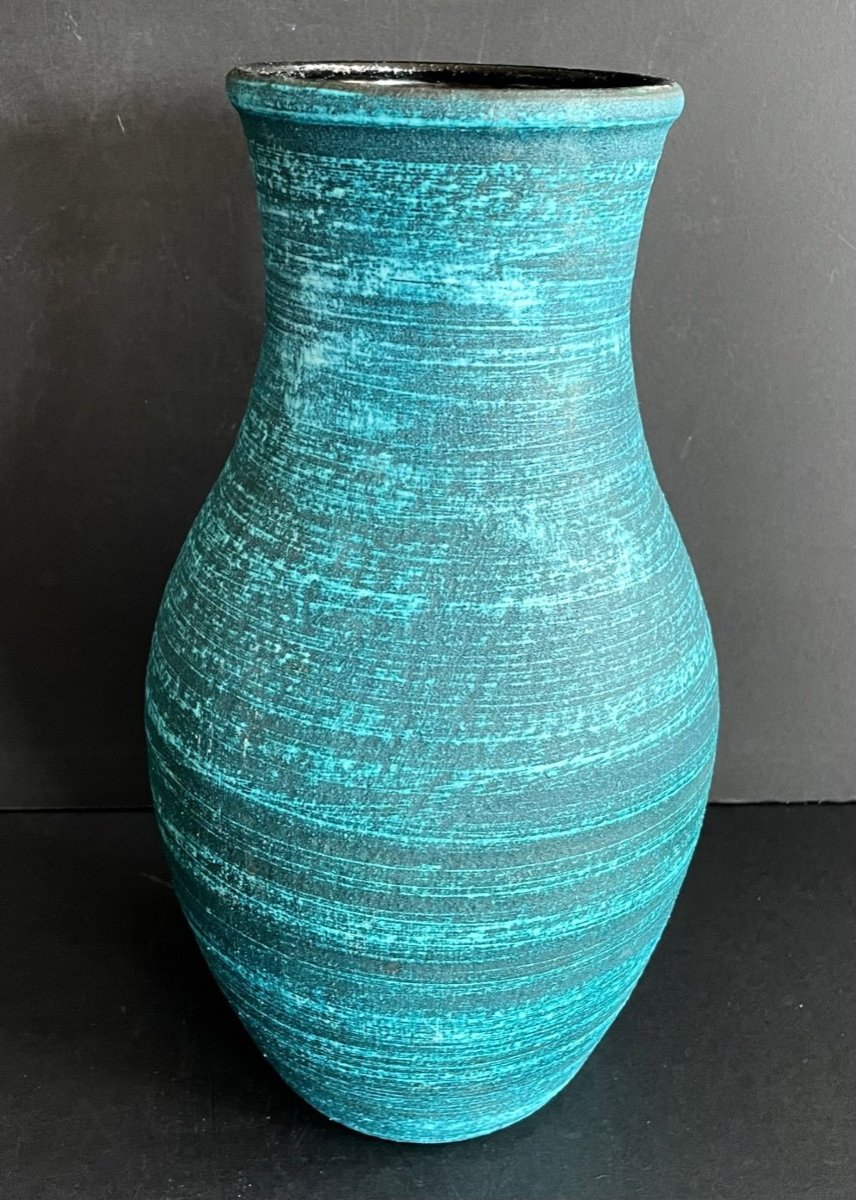 Proantic: Accolay Blue Ceramic Vase “gauloise” Series 60s