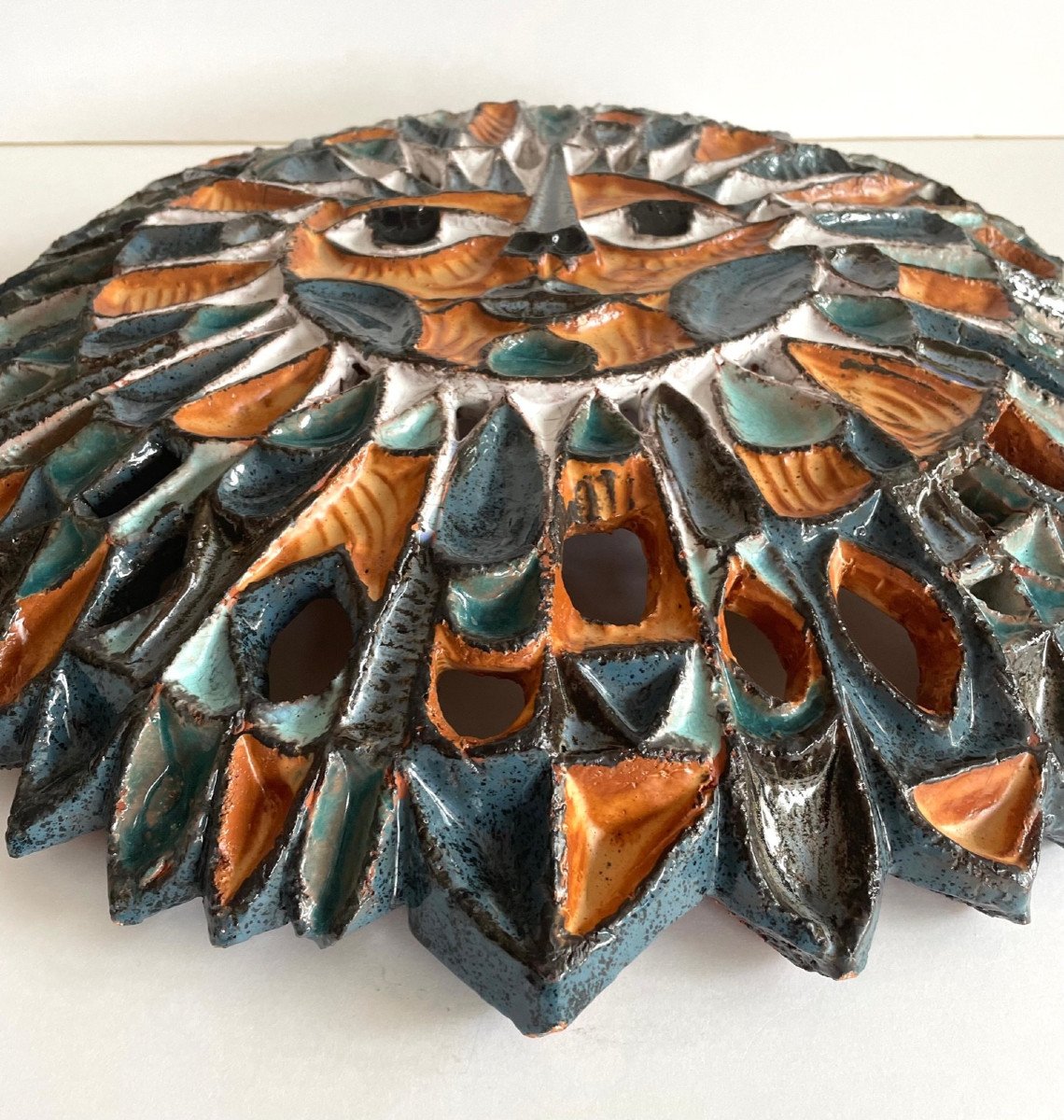 “sun” Ceramic Wall Sculpture By Roland Zobel Atelier Les Cyclades-photo-1