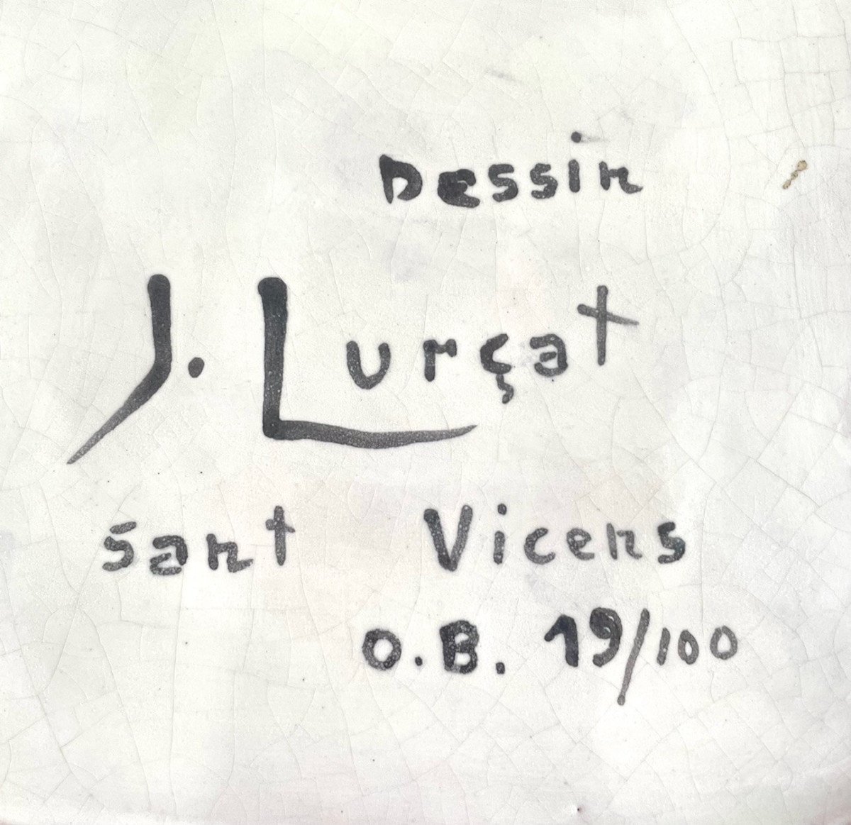 Plat en céramique dessin de Jean Lurçat poterie de Sant Vicens, années 60-photo-3