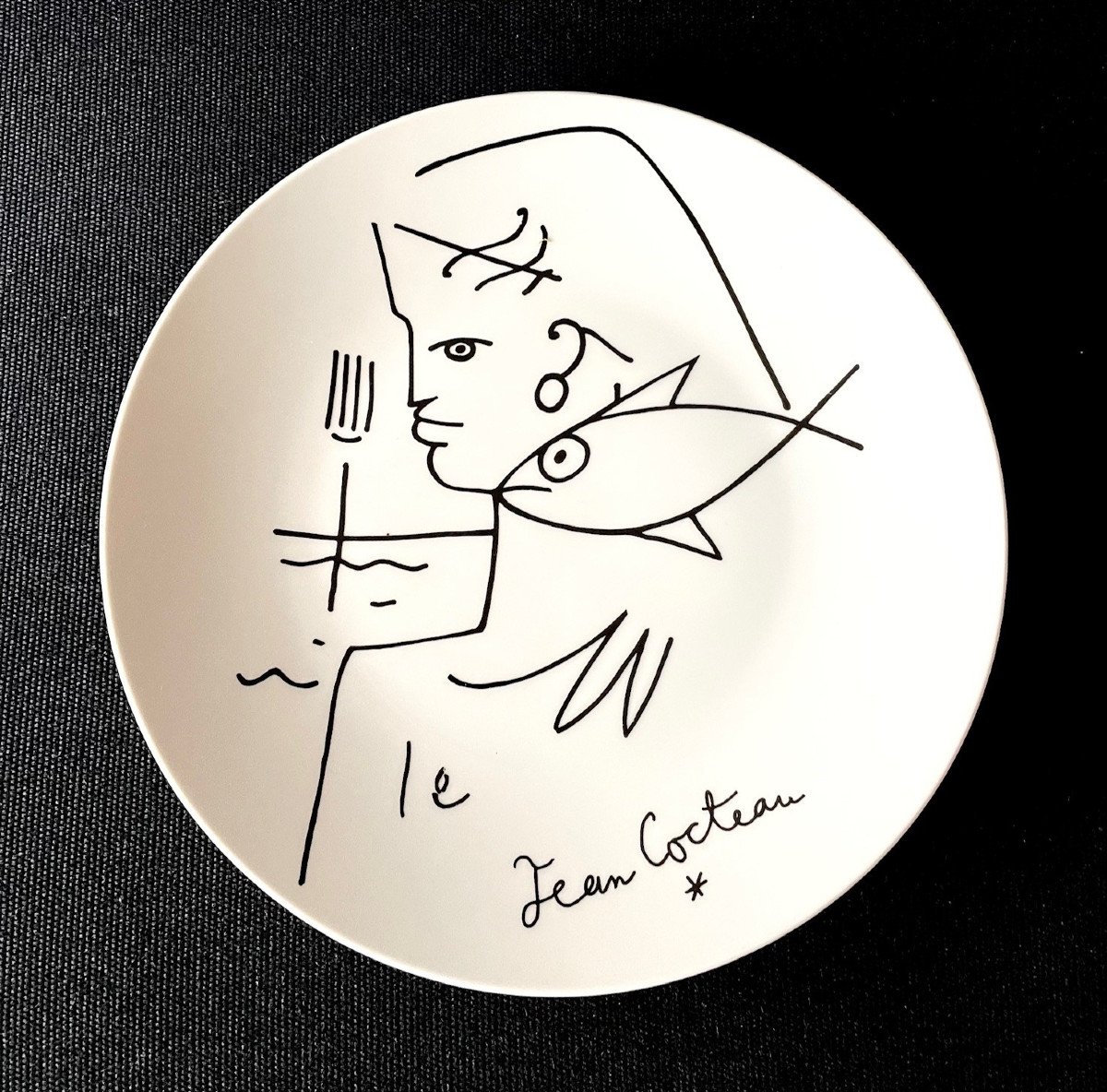 Porcelain Plate Decorated By Jean Cocteau Editions d'Art