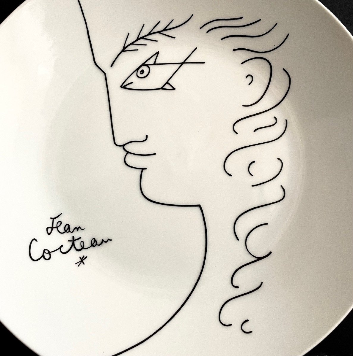 Assiette en porcelaine dessin de Jean Cocteau-photo-2