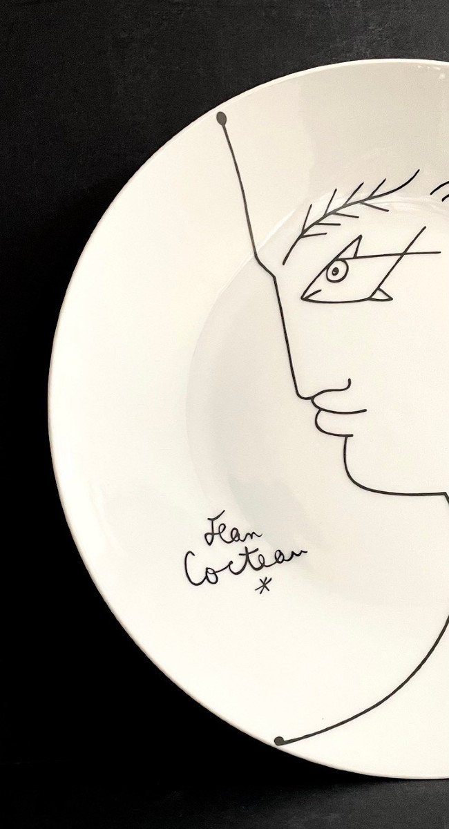 Assiette en porcelaine dessin de Jean Cocteau-photo-3