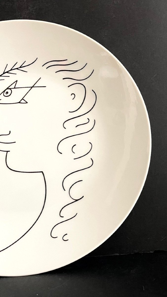 Assiette en porcelaine dessin de Jean Cocteau-photo-4