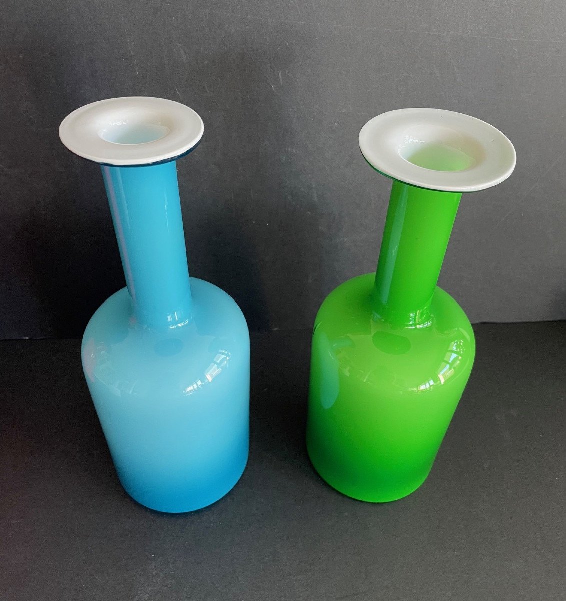 Holmegaard Otto Brauer & Per Lutken collection de 4 vases bouteilles en verre-photo-1