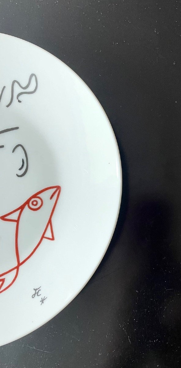 Assiette en porcelaine dessin de Jean Cocteau-photo-4