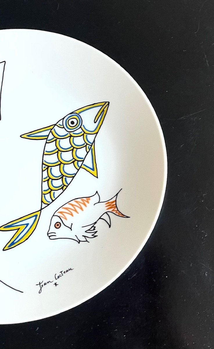 Assiette en porcelaine dessin de Jean Cocteau-photo-4