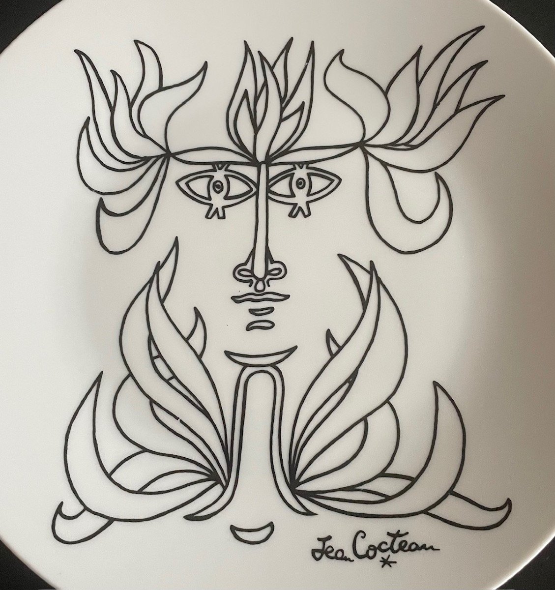 Assiette en porcelaine dessin de Jean Cocteau-photo-2