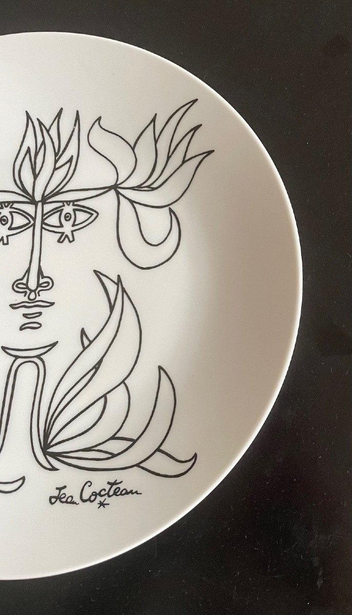 Assiette en porcelaine dessin de Jean Cocteau-photo-4