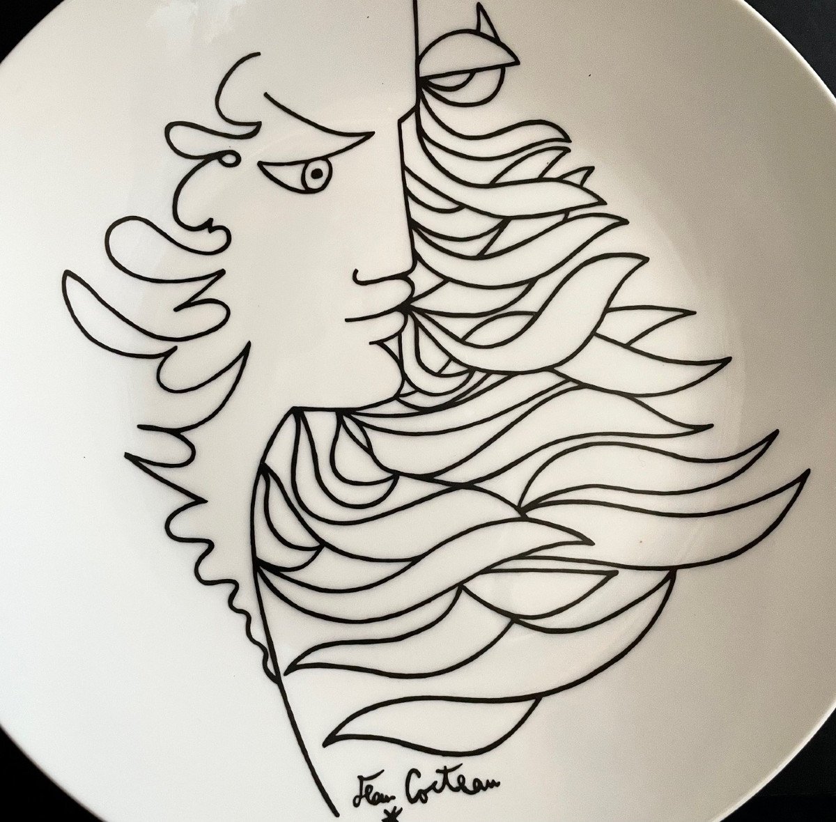 Porcelain Plate Drawing By Jean Cocteau-photo-2