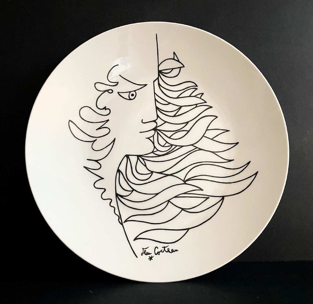 Porcelain Plate Drawing By Jean Cocteau